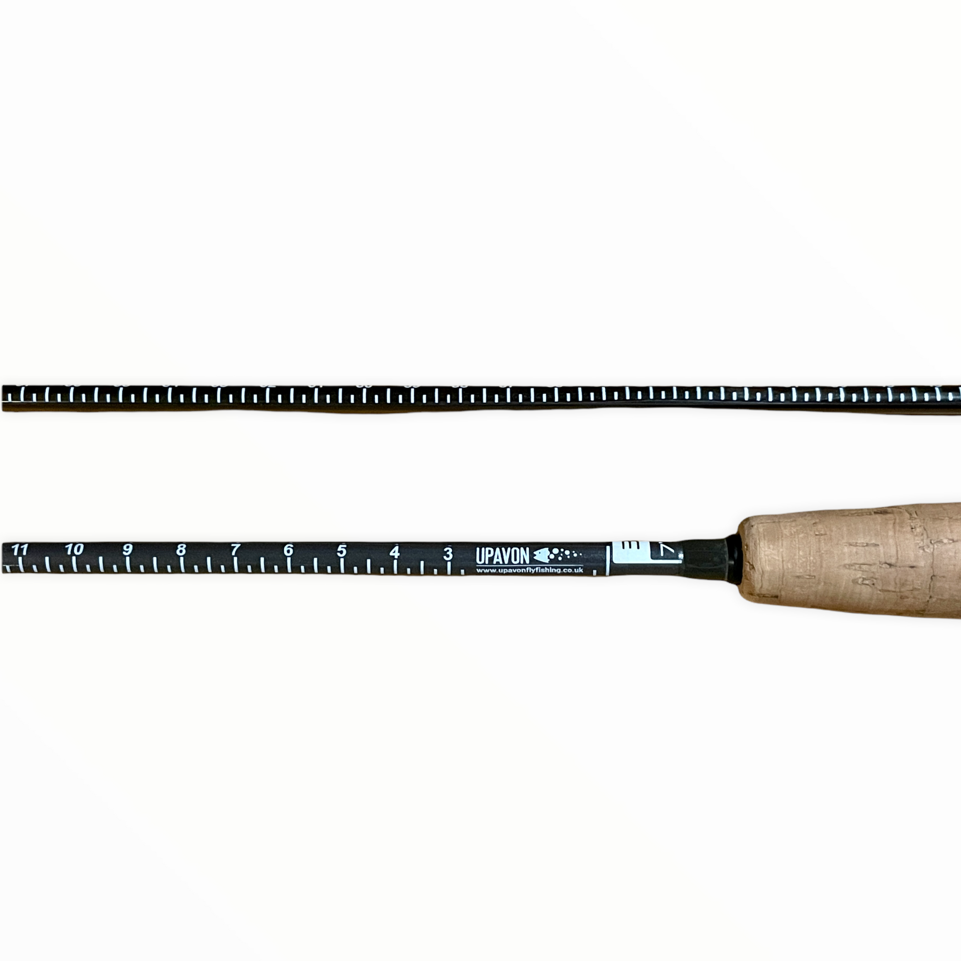 Upavon Rod Ruler and Fish Measuring Tool for fly fishing, branded UPAVON FLY FISHING, with a sleek design and measurement markings.
