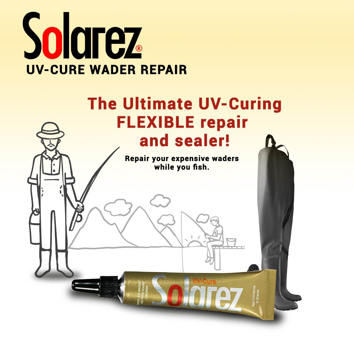 Solarez UV-Cure Wader Repair - Wading Waters Ltd