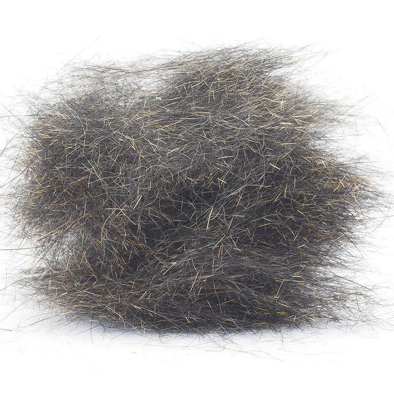 Black pepper Troutline Premium Pure Squirrel Dubbing for fly tying, showcasing fine, natural squirrel fur in a close-up image.