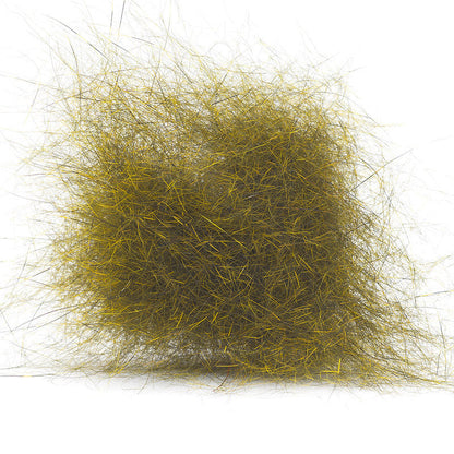 Golden olive Troutline premium pure squirrel dubbing for fly tying, showing soft, fine natural fur in a clear container.