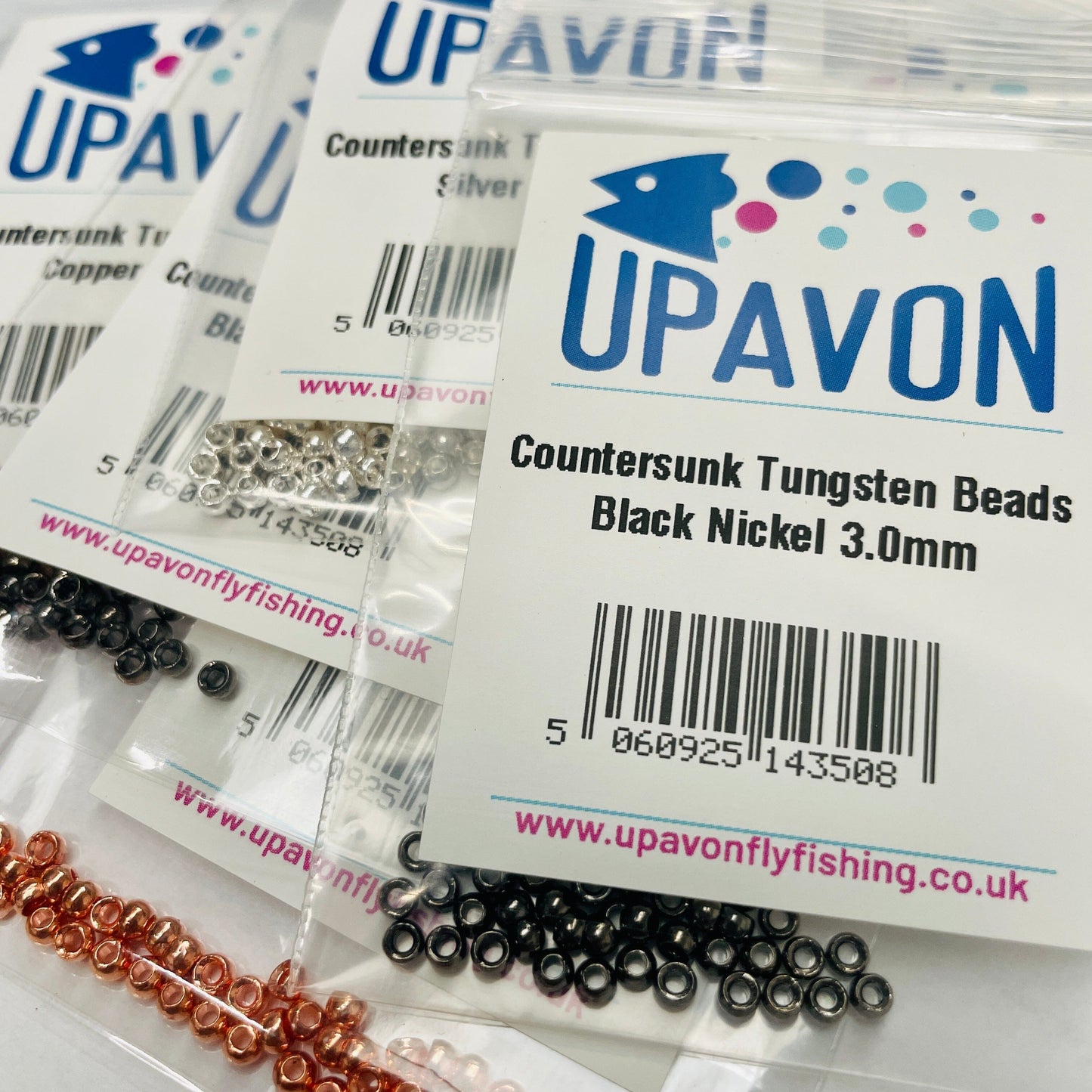 Upavon Countersunk Metallic Tungsten Beads - Upavon Fly Fishing